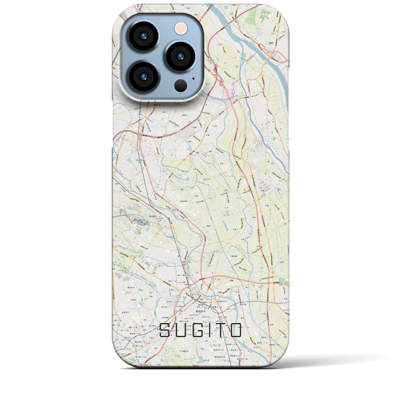 【杉戸】地図柄iPhoneケース（バックカバータイプ・ナチュラル）iPhone 13 Pro Max 用