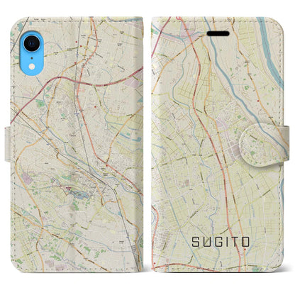 【杉戸（埼玉県）】地図柄iPhoneケース（手帳タイプ）ナチュラル・iPhone XR 用