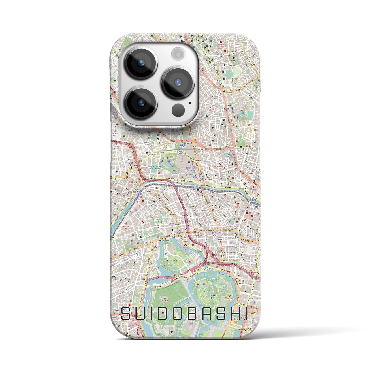 【水道橋】地図柄iPhoneケース（バックカバータイプ・ナチュラル）iPhone 14 Pro 用
