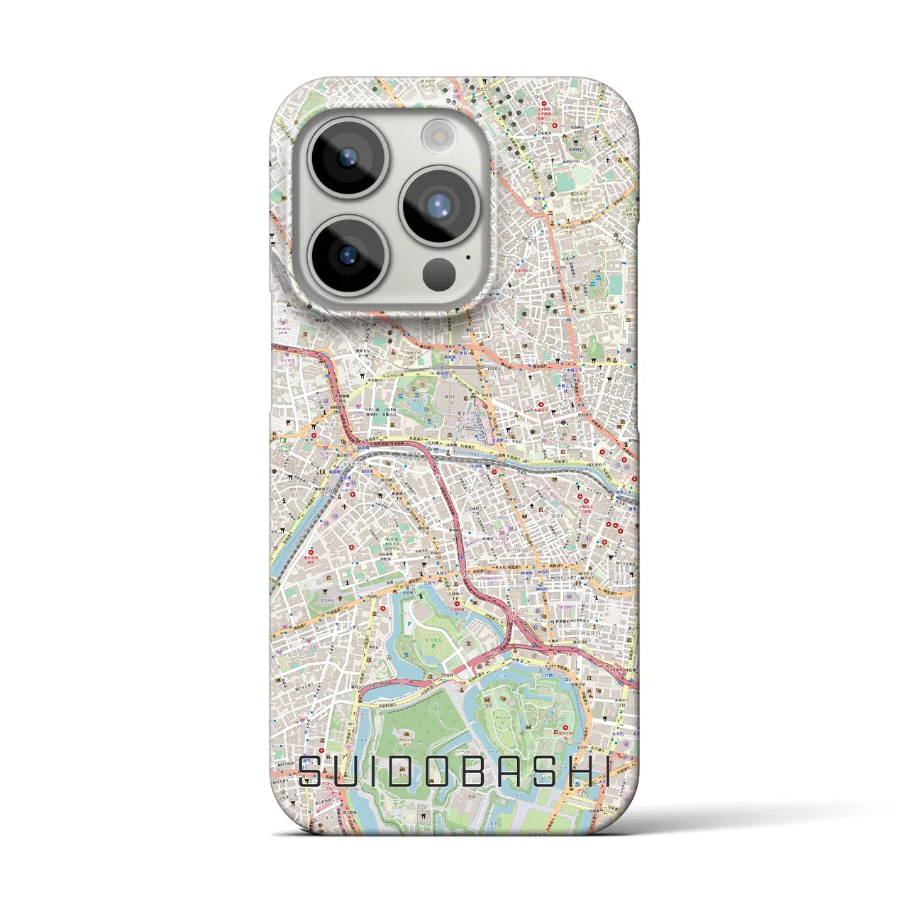 【水道橋】地図柄iPhoneケース（バックカバータイプ・ナチュラル）iPhone 15 Pro 用
