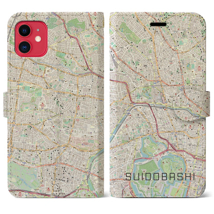 【水道橋（東京都）】地図柄iPhoneケース（手帳タイプ）ナチュラル・iPhone 11 用