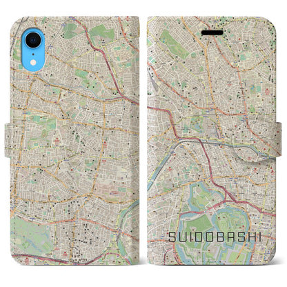 【水道橋（東京都）】地図柄iPhoneケース（手帳タイプ）ナチュラル・iPhone XR 用