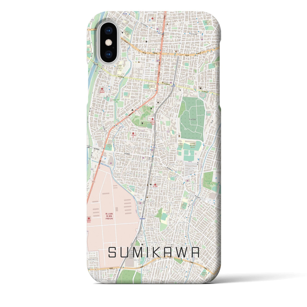【澄川】地図柄iPhoneケース（バックカバータイプ・ナチュラル）iPhone XS Max 用