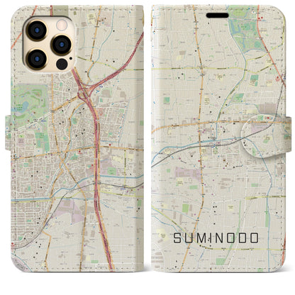 【住道（大阪府）】地図柄iPhoneケース（手帳タイプ）ナチュラル・iPhone 12 Pro Max 用
