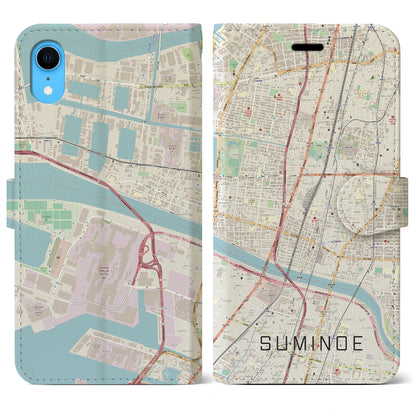 【住之江（大阪府）】地図柄iPhoneケース（手帳タイプ）ナチュラル・iPhone XR 用