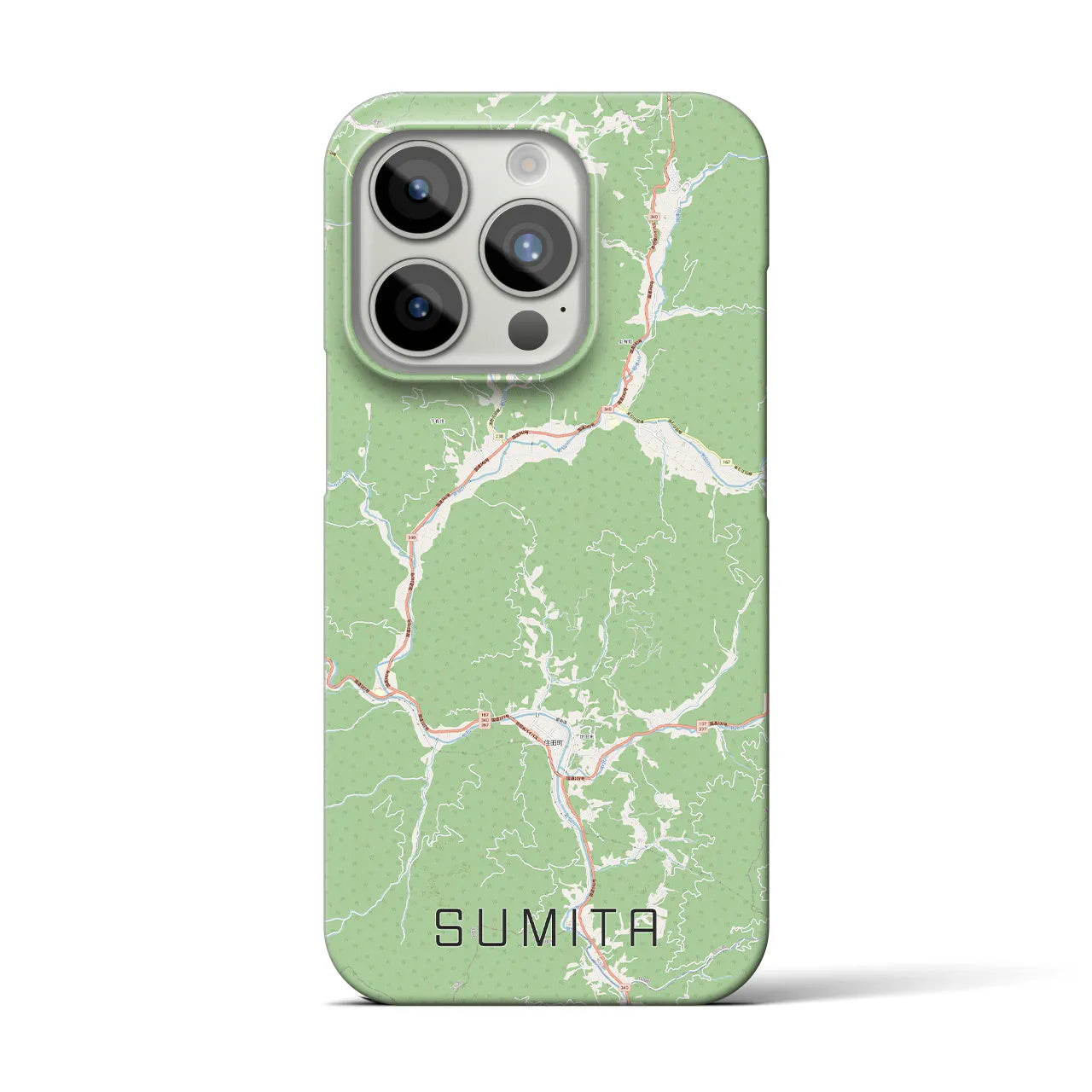 【住田】地図柄iPhoneケース（バックカバータイプ・ナチュラル）iPhone 15 Pro 用