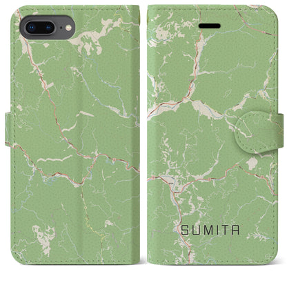 【住田（岩手県）】地図柄iPhoneケース（手帳タイプ）ナチュラル・iPhone 8Plus /7Plus / 6sPlus / 6Plus 用