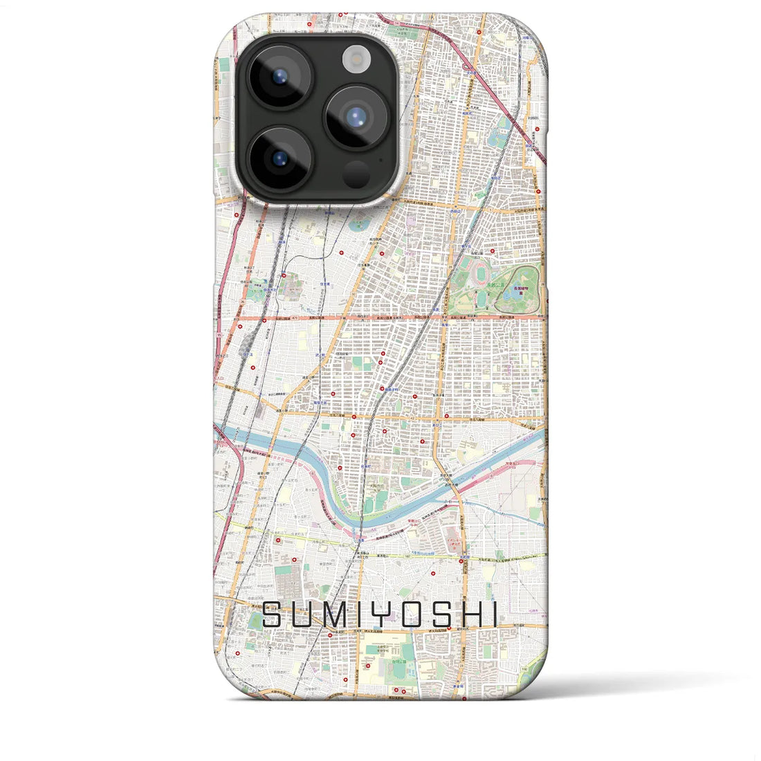 【住吉（大阪府）】地図柄iPhoneケース（バックカバータイプ・ナチュラル）iPhone 15 Pro Max 用