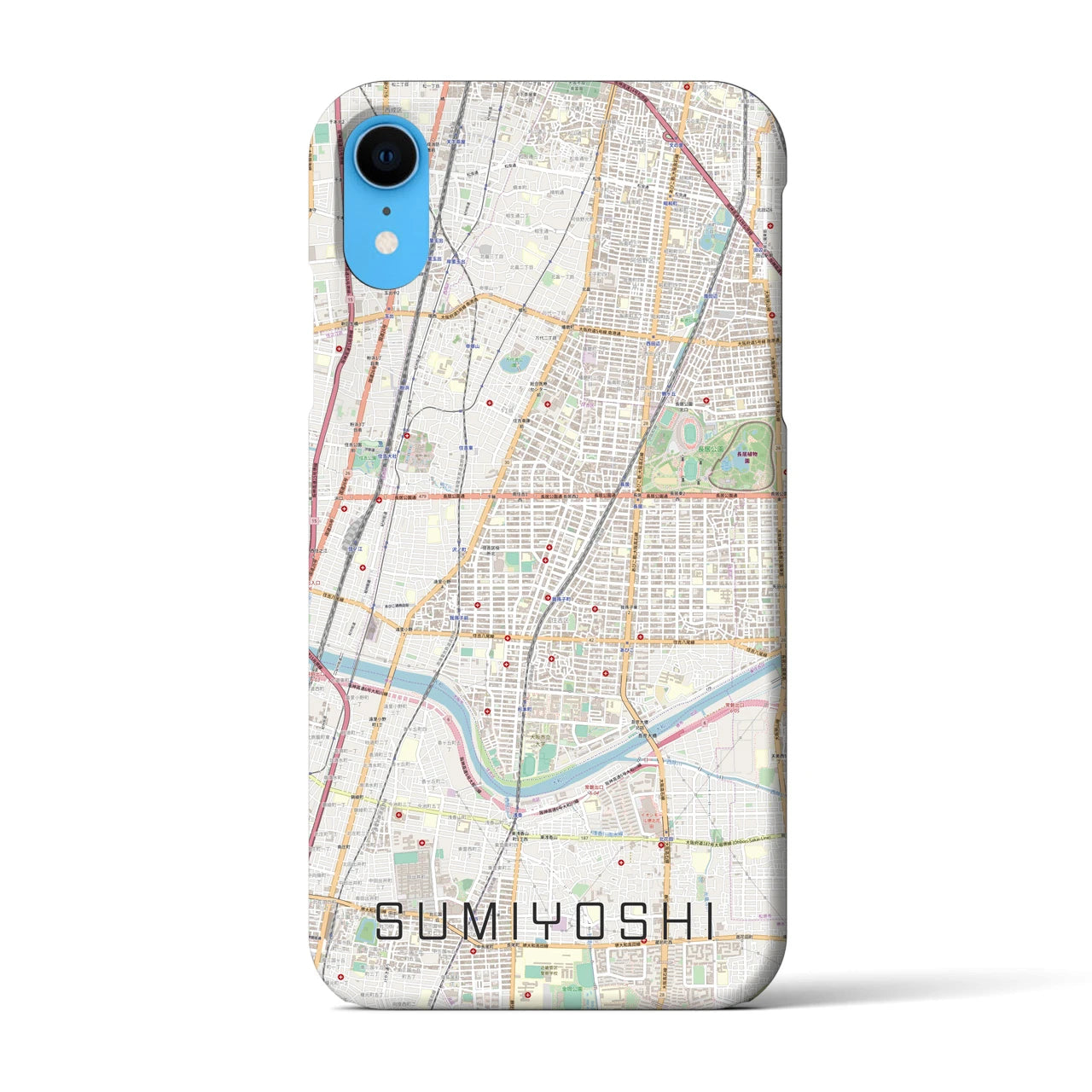 【住吉（大阪府）】地図柄iPhoneケース（バックカバータイプ・ナチュラル）iPhone XR 用