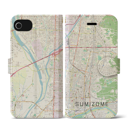 【墨染（京都府）】地図柄iPhoneケース（手帳タイプ）ナチュラル・iPhone SE（第3 / 第2世代） / 8 / 7 / 6s / 6 用