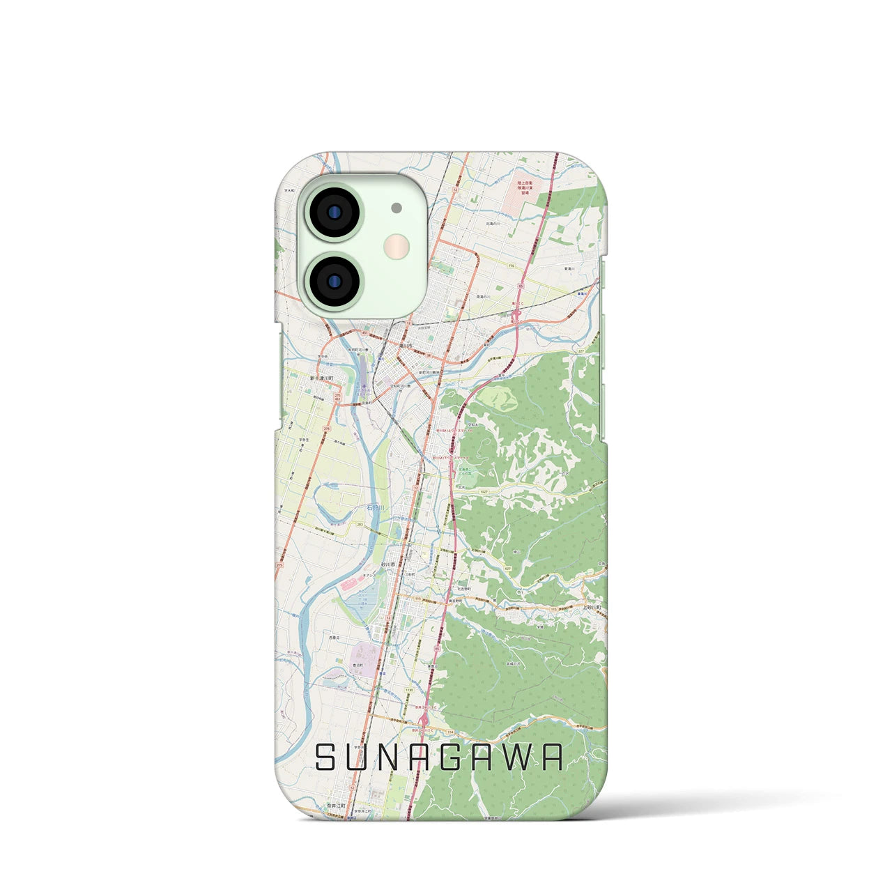 【砂川】地図柄iPhoneケース（バックカバータイプ・ナチュラル）iPhone 12 mini 用