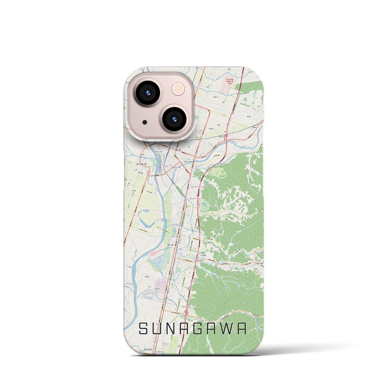 【砂川】地図柄iPhoneケース（バックカバータイプ・ナチュラル）iPhone 13 mini 用