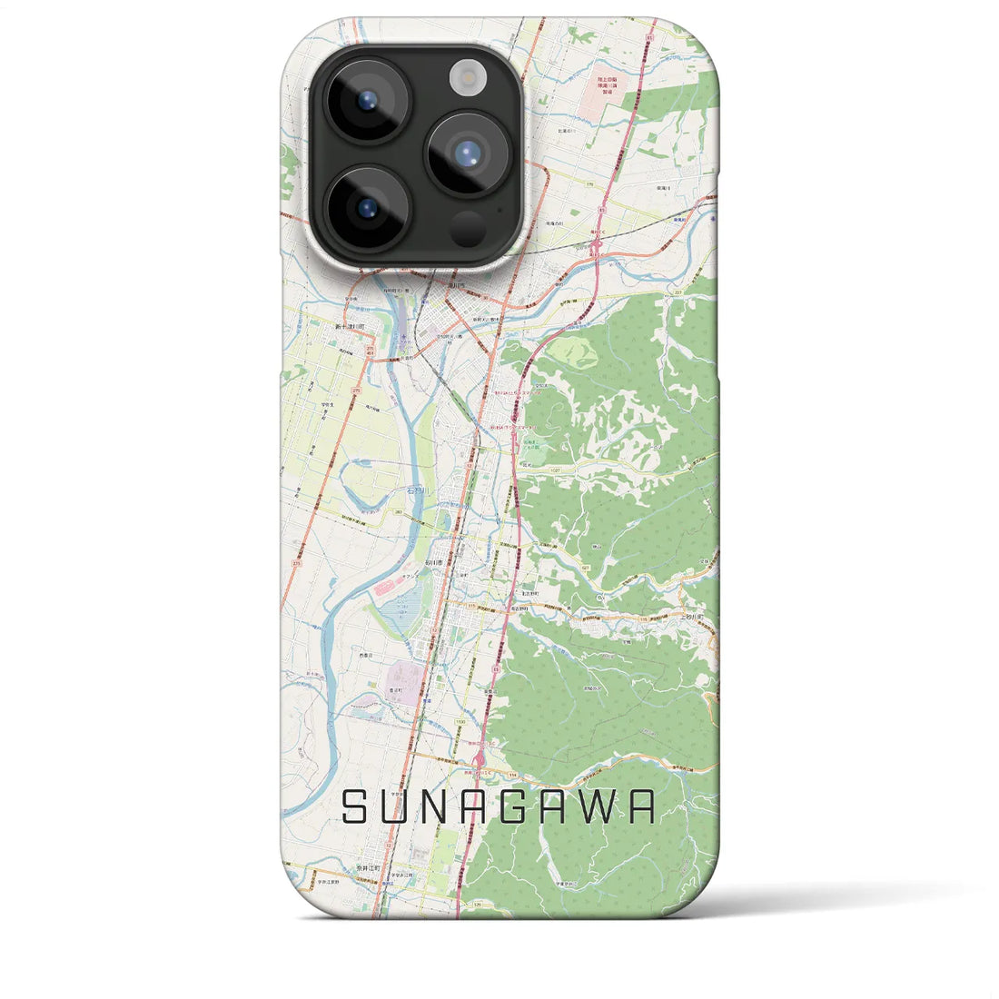 【砂川】地図柄iPhoneケース（バックカバータイプ・ナチュラル）iPhone 15 Pro Max 用