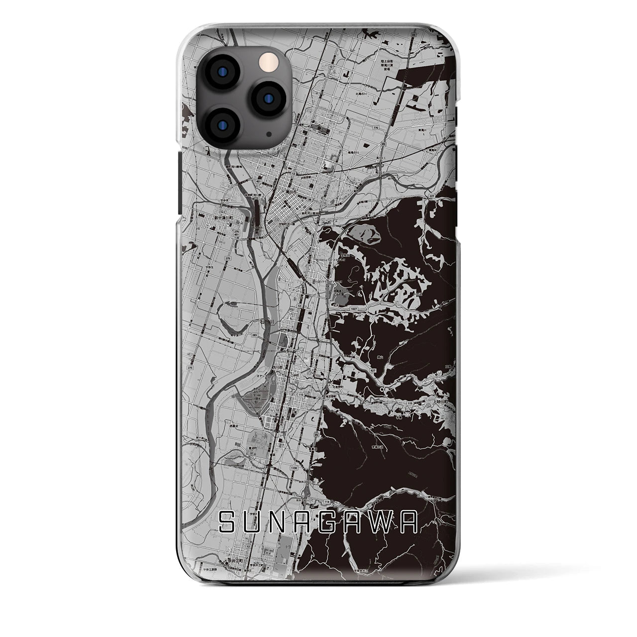 【砂川】地図柄iPhoneケース（クリアタイプ・モノトーン）iPhone 11 Pro Max 用