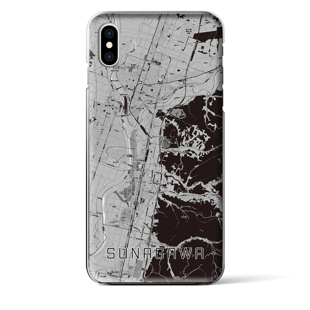 【砂川】地図柄iPhoneケース（クリアタイプ・モノトーン）iPhone XS Max 用
