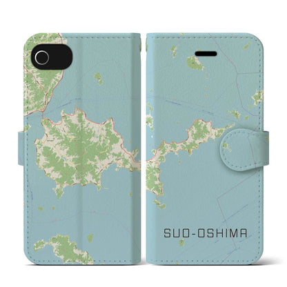【周防大島（山口県）】地図柄iPhoneケース（手帳タイプ）ナチュラル・iPhone SE（第3 / 第2世代） / 8 / 7 / 6s / 6 用