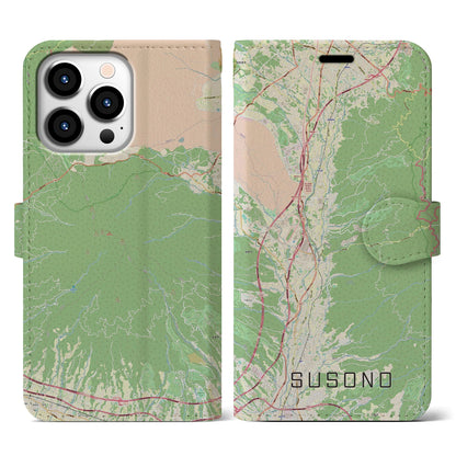 【裾野（静岡県）】地図柄iPhoneケース（手帳タイプ）ナチュラル・iPhone 13 Pro 用
