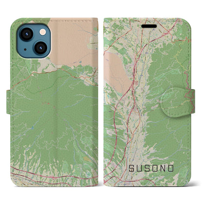 【裾野（静岡県）】地図柄iPhoneケース（手帳タイプ）ナチュラル・iPhone 13 用