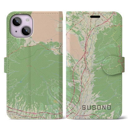 【裾野（静岡県）】地図柄iPhoneケース（手帳タイプ）ナチュラル・iPhone 14 用