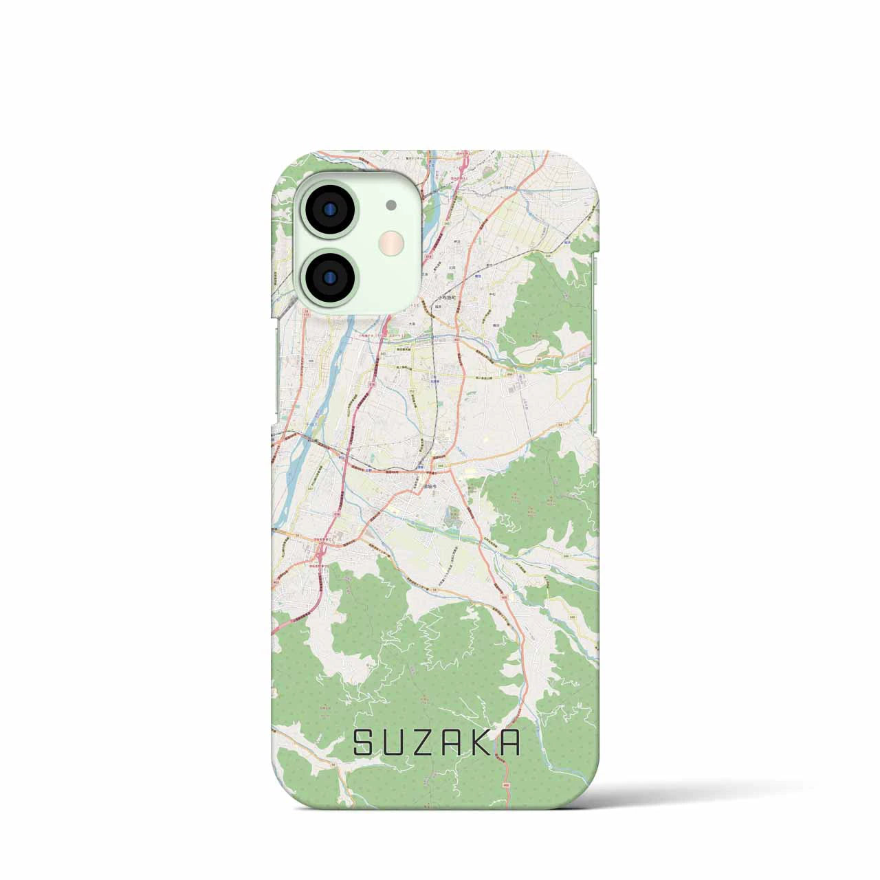 【須坂】地図柄iPhoneケース（バックカバータイプ・ナチュラル）iPhone 12 mini 用