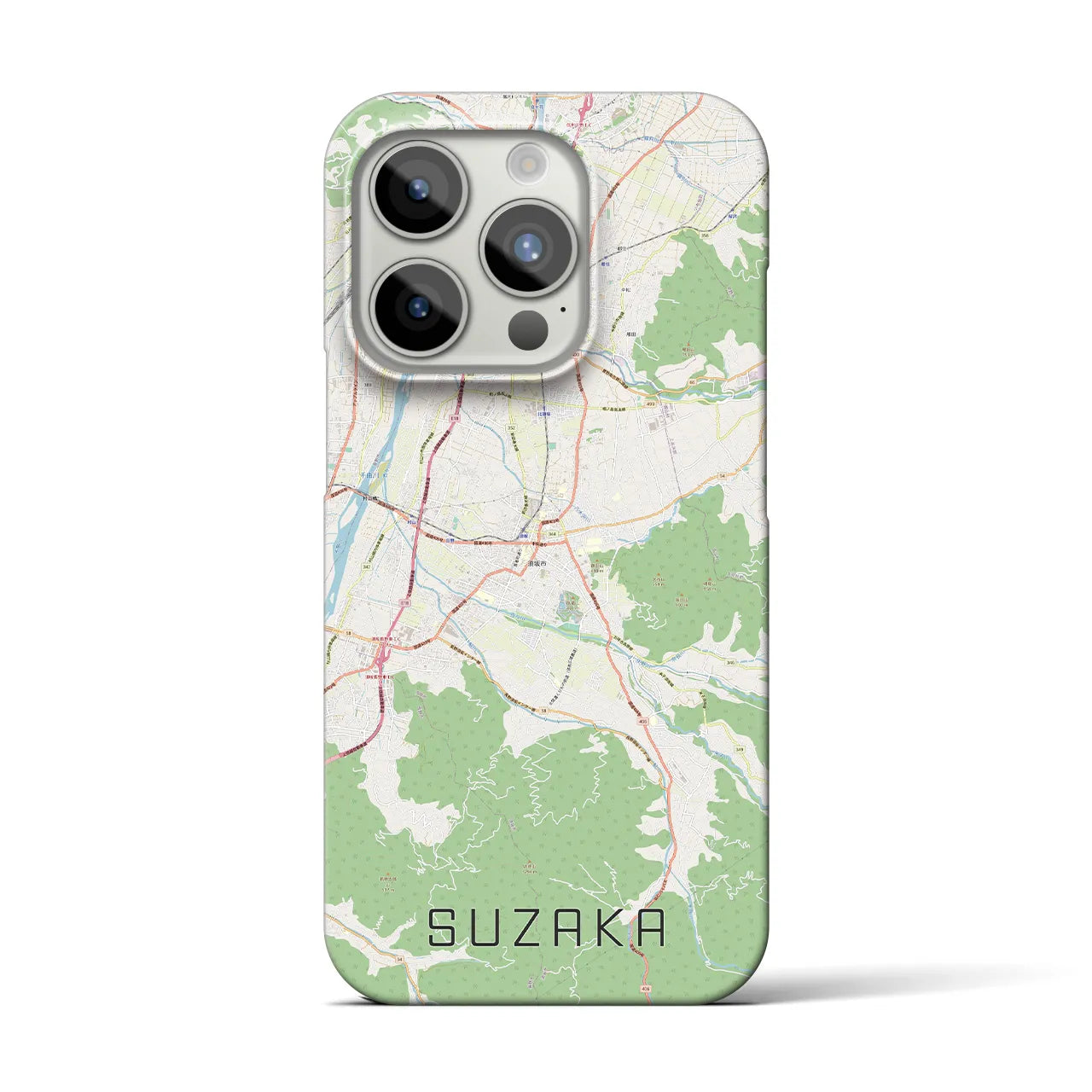【須坂】地図柄iPhoneケース（バックカバータイプ・ナチュラル）iPhone 15 Pro 用