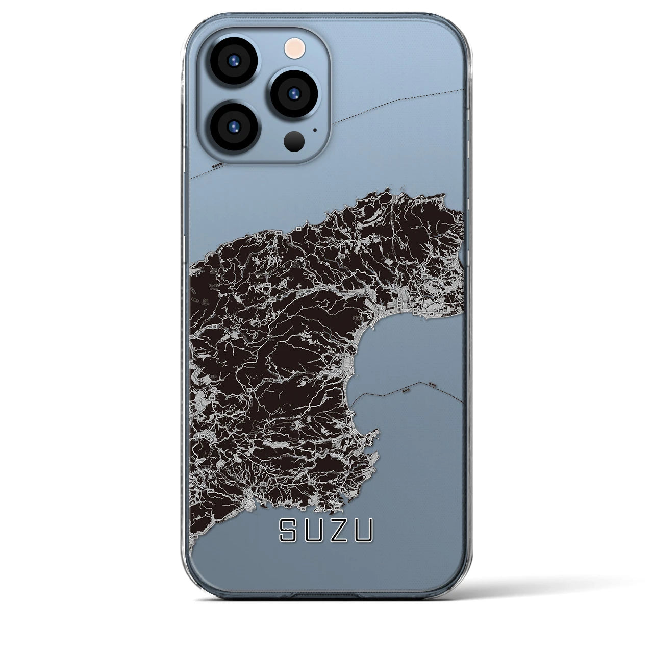 【珠洲】地図柄iPhoneケース（クリアタイプ・モノトーン）iPhone 13 Pro Max 用