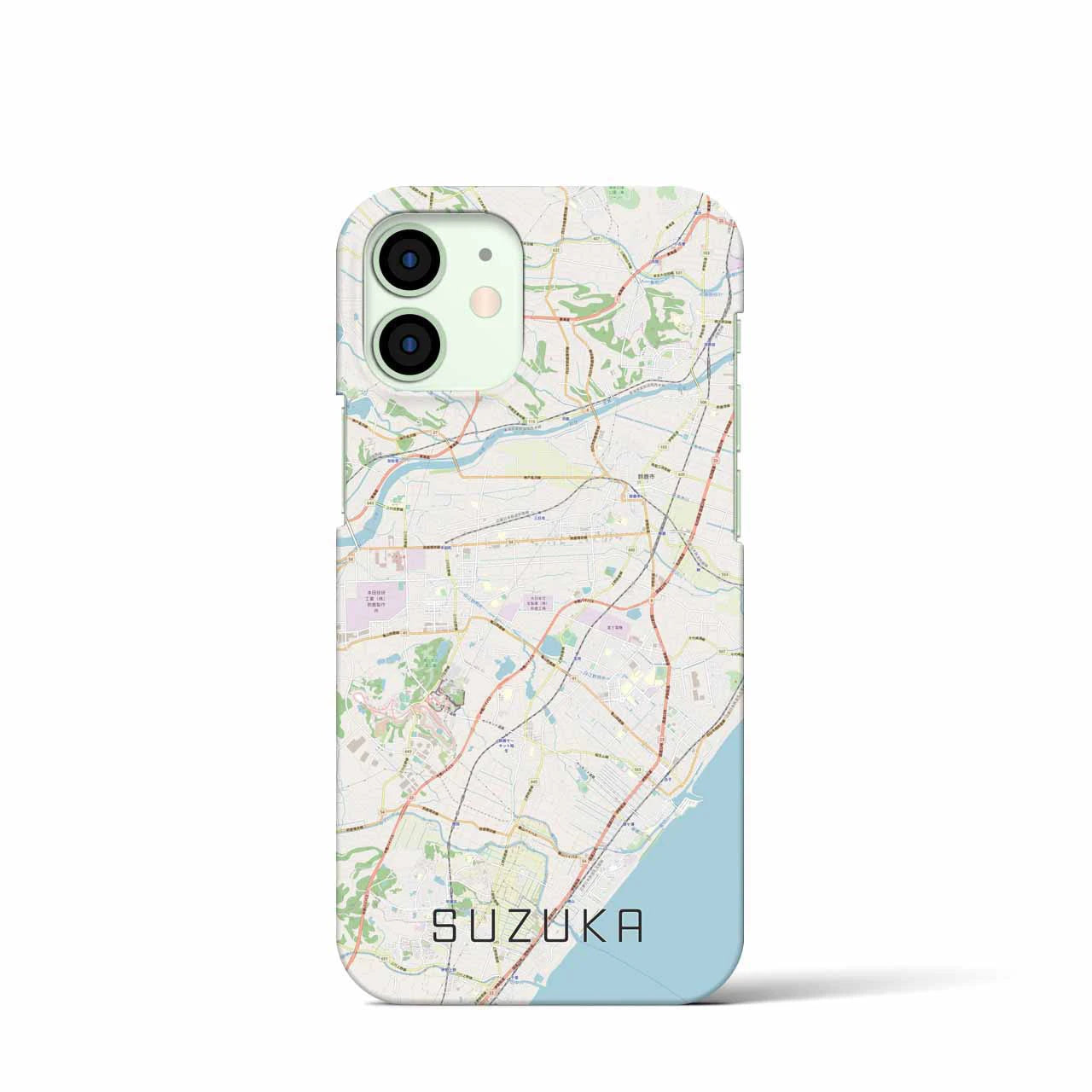 【鈴鹿】地図柄iPhoneケース（バックカバータイプ・ナチュラル）iPhone 12 mini 用