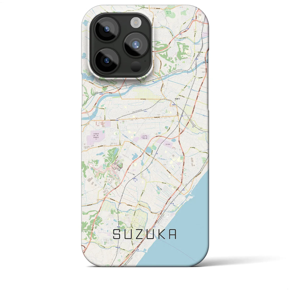 【鈴鹿】地図柄iPhoneケース（バックカバータイプ・ナチュラル）iPhone 15 Pro Max 用