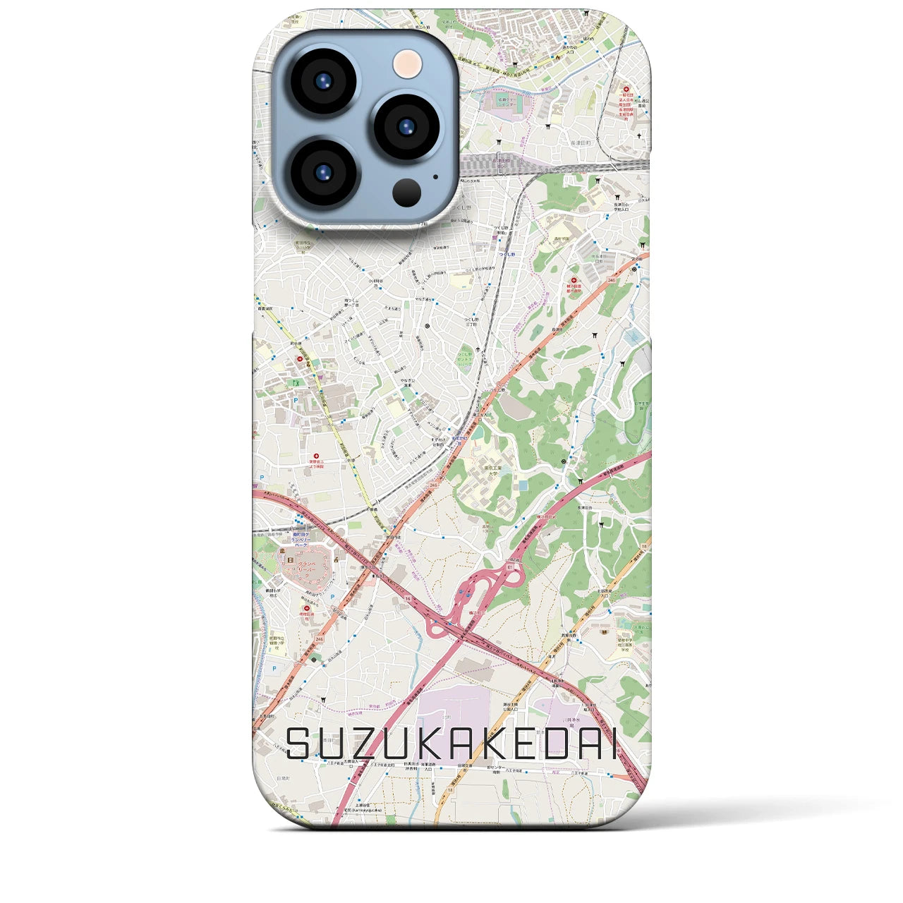 【すずかけ台】地図柄iPhoneケース（バックカバータイプ・ナチュラル）iPhone 13 Pro Max 用