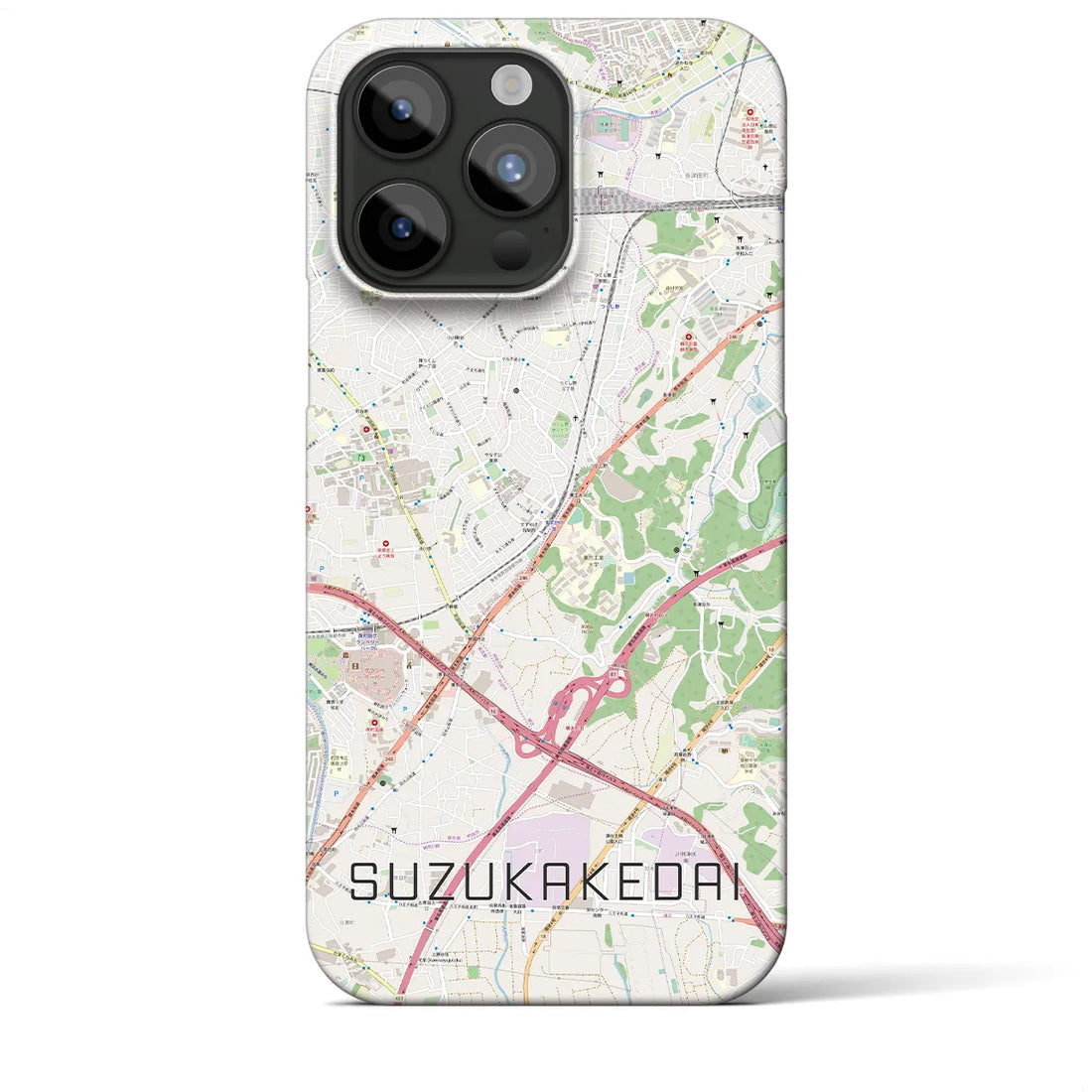 【すずかけ台】地図柄iPhoneケース（バックカバータイプ・ナチュラル）iPhone 15 Pro Max 用