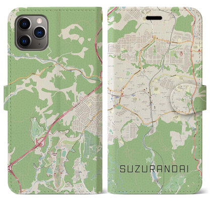 【鈴蘭台（兵庫県）】地図柄iPhoneケース（手帳タイプ）ナチュラル・iPhone 11 Pro Max 用
