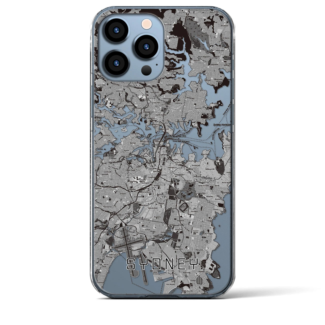 【シドニー】地図柄iPhoneケース（クリアタイプ・モノトーン）iPhone 13 Pro Max 用