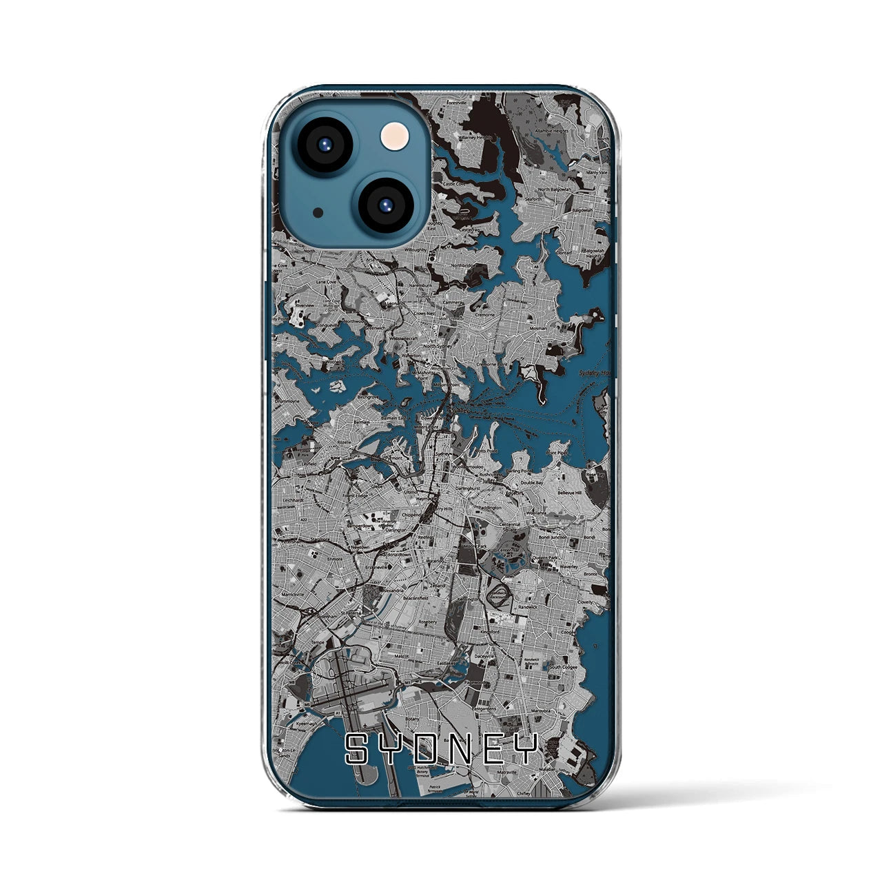 【シドニー】地図柄iPhoneケース（クリアタイプ・モノトーン）iPhone 13 用