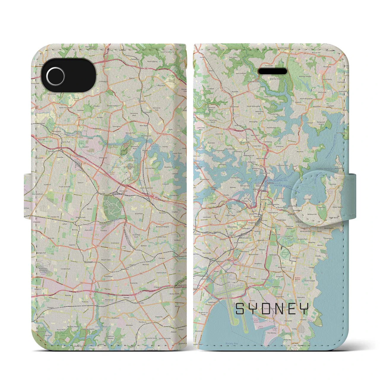 【シドニー】地図柄iPhoneケース（手帳両面タイプ・ナチュラル）iPhone SE（第3 / 第2世代） / 8 / 7 / 6s / 6 用