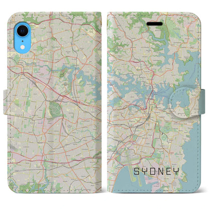【シドニー（オーストラリア）】地図柄iPhoneケース（手帳タイプ）ナチュラル・iPhone XR 用