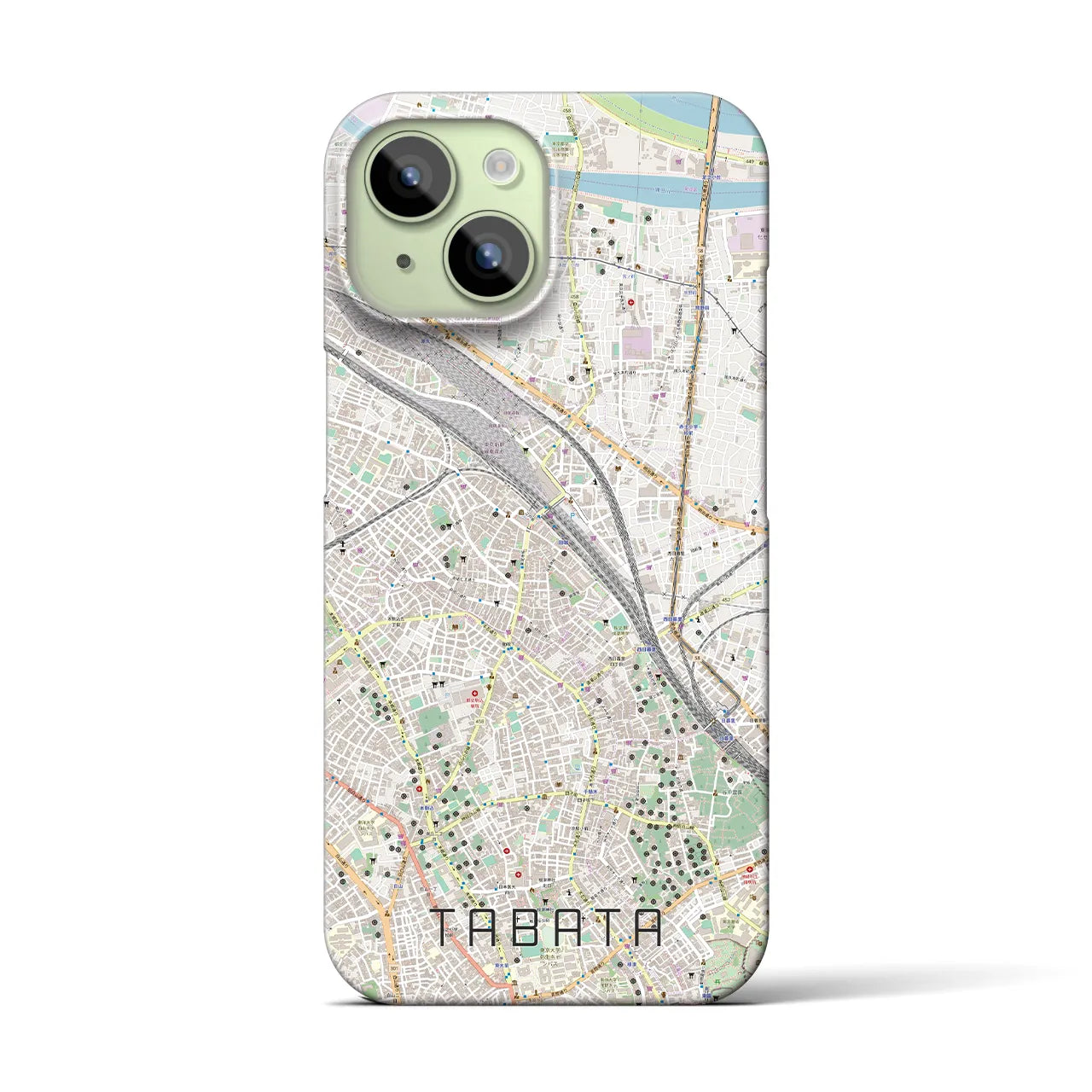 【田端】地図柄iPhoneケース（バックカバータイプ・ナチュラル）iPhone 15 用