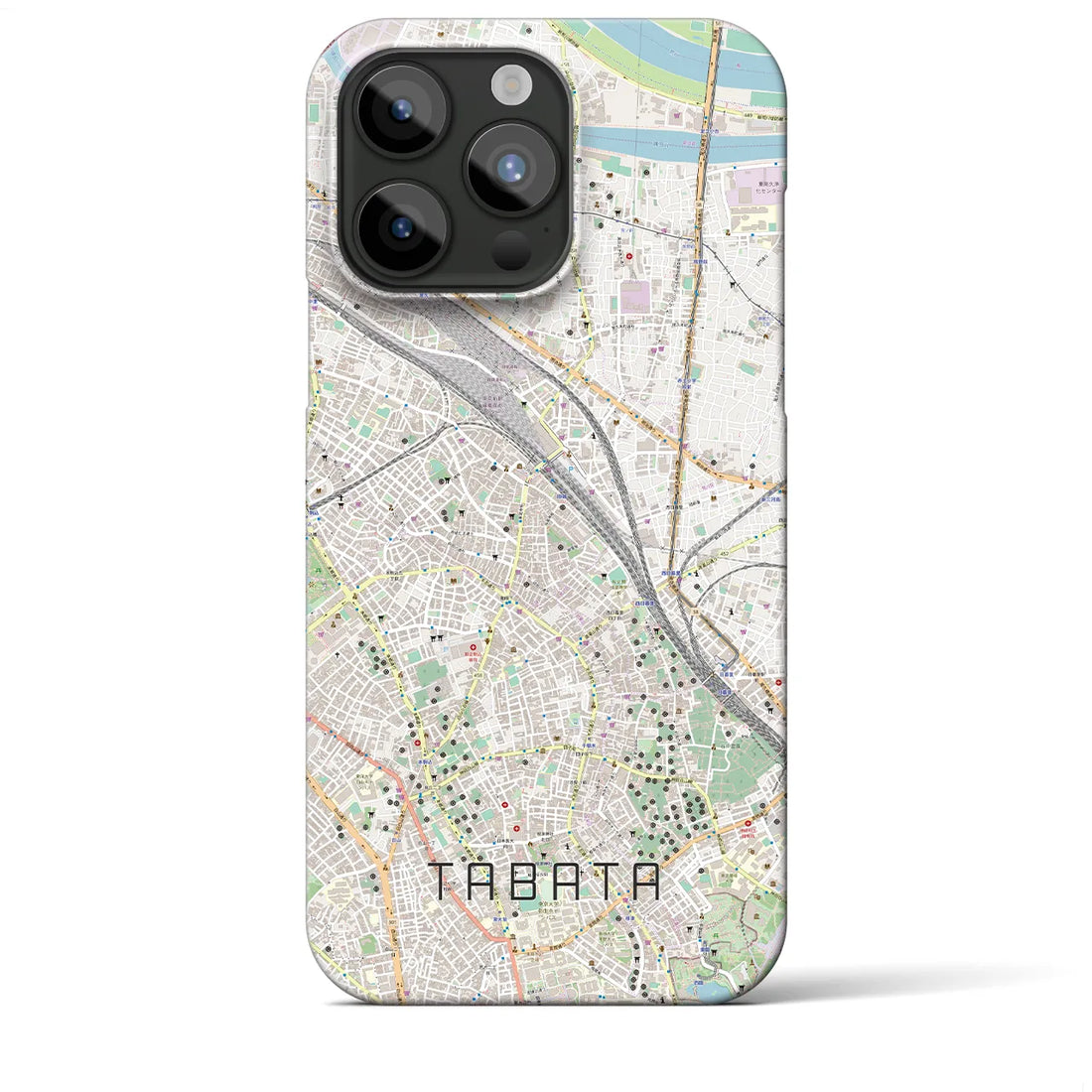 【田端】地図柄iPhoneケース（バックカバータイプ・ナチュラル）iPhone 15 Pro Max 用