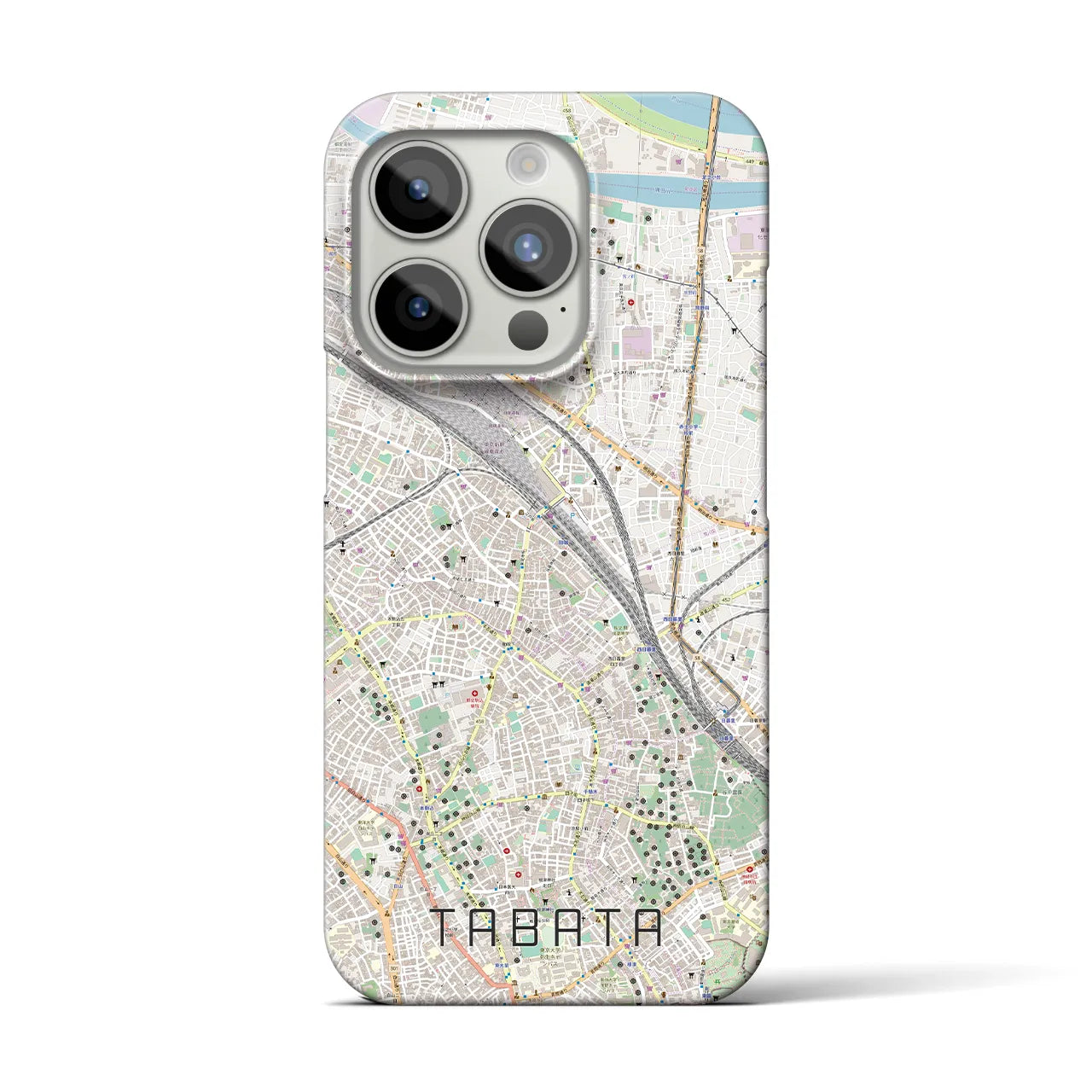【田端】地図柄iPhoneケース（バックカバータイプ・ナチュラル）iPhone 15 Pro 用