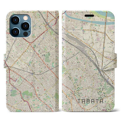 【田端（東京都）】地図柄iPhoneケース（手帳タイプ）ナチュラル・iPhone 12 / 12 Pro 用