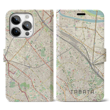 【田端（東京都）】地図柄iPhoneケース（手帳タイプ）ナチュラル・iPhone 14 Pro 用