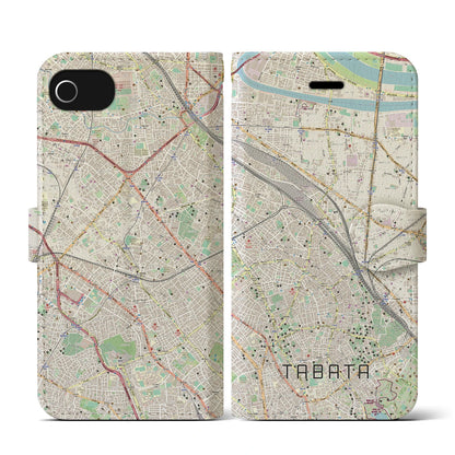 【田端（東京都）】地図柄iPhoneケース（手帳タイプ）ナチュラル・iPhone SE（第3 / 第2世代） / 8 / 7 / 6s / 6 用