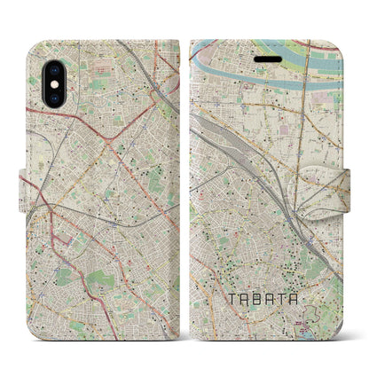 【田端（東京都）】地図柄iPhoneケース（手帳タイプ）ナチュラル・iPhone XS / X 用