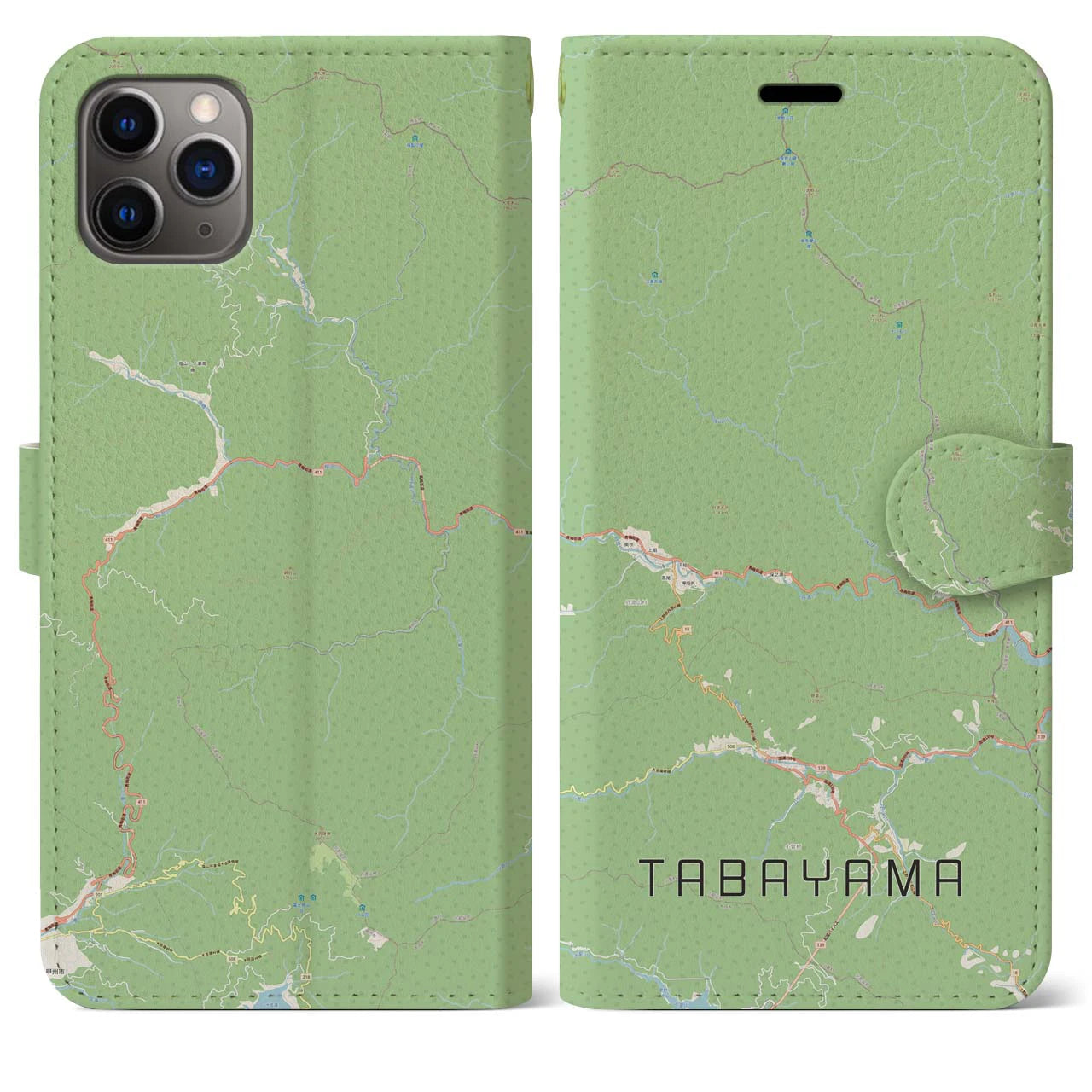 【丹波山】地図柄iPhoneケース（手帳両面タイプ・ナチュラル）iPhone 11 Pro Max 用
