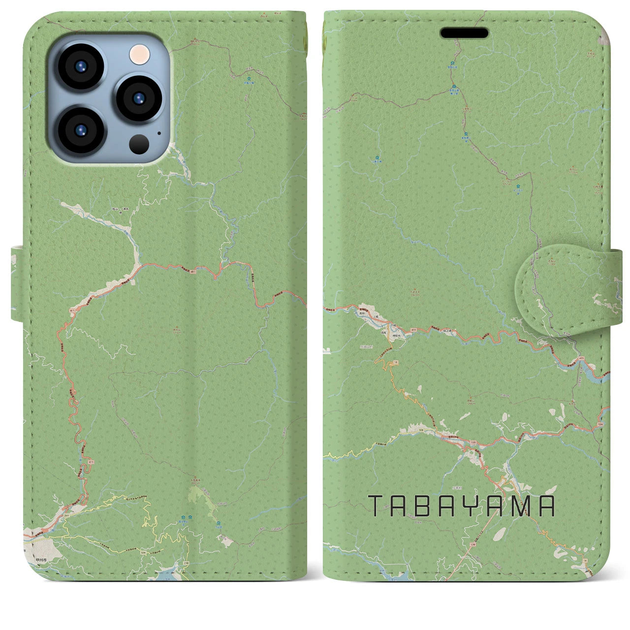 【丹波山】地図柄iPhoneケース（手帳両面タイプ・ナチュラル）iPhone 13 Pro Max 用