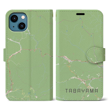 【丹波山（山梨県）】地図柄iPhoneケース（手帳タイプ）ナチュラル・iPhone 13 用