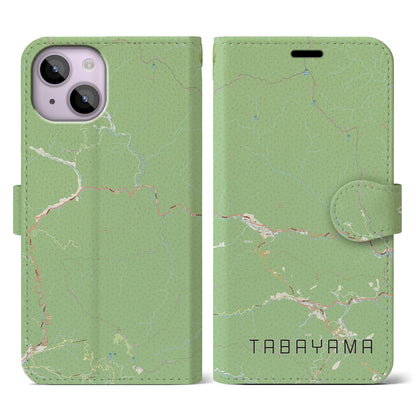 【丹波山（山梨県）】地図柄iPhoneケース（手帳タイプ）ナチュラル・iPhone 14 用
