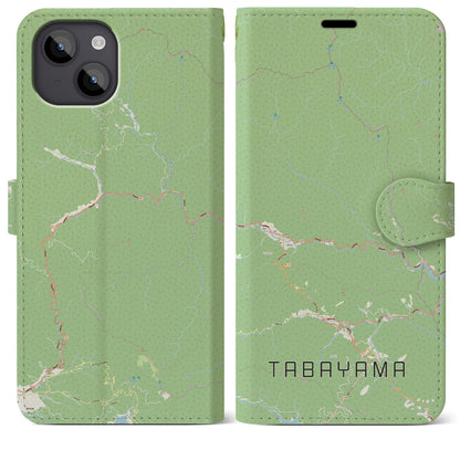 【丹波山（山梨県）】地図柄iPhoneケース（手帳タイプ）ナチュラル・iPhone 14 Plus 用