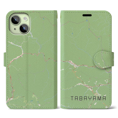 【丹波山（山梨県）】地図柄iPhoneケース（手帳タイプ）ナチュラル・iPhone 15 用