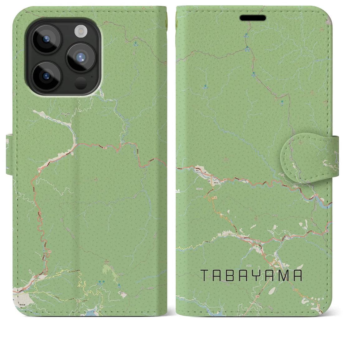 【丹波山】地図柄iPhoneケース（手帳両面タイプ・ナチュラル）iPhone 15 Pro Max 用