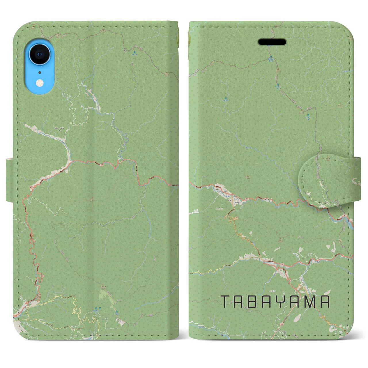 【丹波山】地図柄iPhoneケース（手帳両面タイプ・ナチュラル）iPhone XR 用